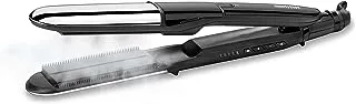 BaByliss Steam Shine Styler Hair Straightener | Fast Heat-up With 39mm Wide Diamond Ceramic Plates | 150°C to 230°C - 5 Heat Settings | Ionic Frizz Control | 5 Year Guarantee | ST496SDE (Black)