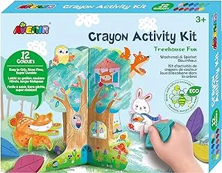 Avenir Crayon Activity Kit - Treehouse Fun | Thoughtfully Designed Crayons for Little Hands, Mess-Free and Durable | Safe and Eco-Friendly Natural Beeswax Crayons for Kids 3+