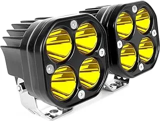 Yellow Led Pods Lights 3Inch 40W Led Driving Off Road Lighting 12V 24V Spot Cube Light Bar for 4WD Pickup Trucks Boat ATV UTV Forklift SUV Motorcycle Golf Tractor Amber Fog Light (Pack of 2)