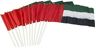 Rosy.Moment 12 pieces UAE Flag Hand Waving Desk Flags Double Sided Cake UAE Flag Day UAE National Day Party Supplies Flag Size 20x28cm (Pack of 12)