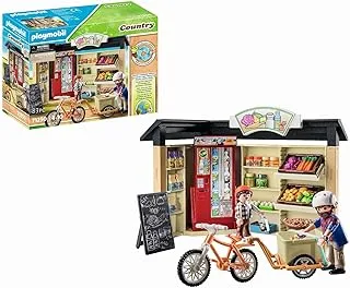 Playmobil 71250 Country farm shop, bike with trailer, organic farm food grocery shop, sustainable toy for children ages 4+