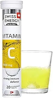 Swiss Energy, Vitamin C 1000 mg, lemon flavor, strong immune defense, 20 effervescent tablets