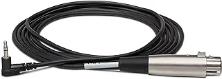 Hosa XVM-115F XLR3F to Right-Angle 3.5 mm TRS Microphone Cable, 15 Feet Cable Length Black