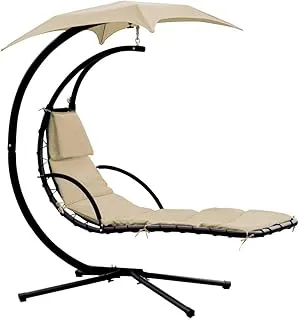 Yulan Hanging Chaise Sun Lounger Chair Air Porch Hammock Swing Chair Stand 265LBS Capacity Khaki JHA-S100-100