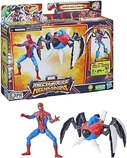 Marvel Mech Strike Mechasaurs, 4-Inch Spider-Man with Arachno Mechasaur Action Figures, Super Hero Toys for Kids Ages 4 and Up