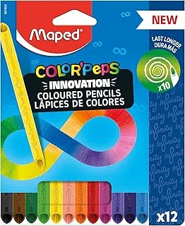 Maped - Innovative Color'Peps Infinity coloured pencils - 12 pieces - 100% coloured lead - no sharpening necessary - 100% usable