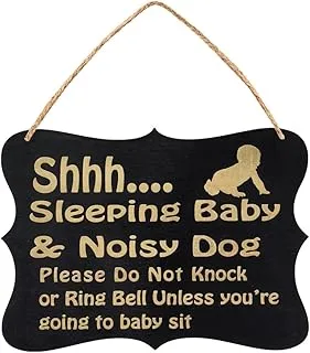 bpa HAOLIVE Do not Disturb Sign Baby Sleeping Sign Makes Your Baby a Sweet Nap-Please Do Not Knock or Don't Ring Doorbell Dogs Will Bark