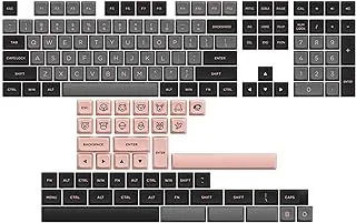 طقم مفاتيح Akko Full Keycap مع ألوان متنوعة (أسود ووردي (منخفض))