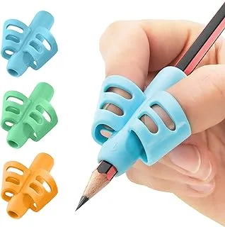 Stylo Pencil Grips for Kids Handwriting, Perfect Pencil Holders for Kids Home Schooling and Preschool - Writing Tools for Kids, Assorted Pen Grips, Christmas Gifts (Pack of 3)