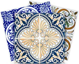 Backsplash Peel and Stick Tile Stickers 24 PC Set (6 x 4PC) Authentic Traditional Talavera Tiles Stickers Bathroom & Kitchen Vinyl Tile Decals Easy to Apply Just Peel & Stick (Vivid Blue, 6x6 Inch)