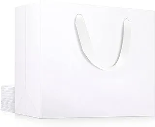 Paper Gift Bags 12 Pieces Set, Eco-friendly Paper Bags, With Handles Bulk, Paper Bags, Shopping Bags, Kraft Bags, Retail Bags, Party Bags 21.5x27.5x10Cm, Color White