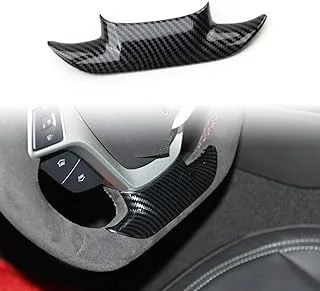 Carbon Fiber Look Steering Wheel Cover molding Cover Trims Accessories for 2014 2015 2016 2017 2018 Chevrolet Corvette C7 (Small one)