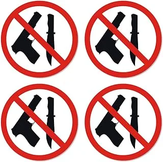 BPA No Gun or Knife Allowed Sign Stickers |Self-Adhesive Peel and Stick No Weapon Warning Vinyl Label - Pack of 4 Pcs