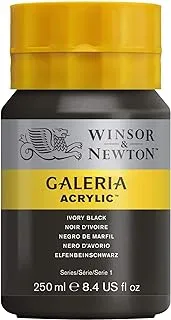 Winsor & Newton Galeria Acrylic Ivory Black 250ml,tub with even consistency, non-fading, high coverage, rich in colour pigments