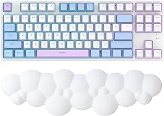 MANBASNAKE Keyboard Cloud Wrist Rest,PU High Density Memory Foam with Non-Slip Base for Typing Pain Relief,Ergonomic Keyboard Pad with Wrist Support for Home Office/Computer/Laptop/Gaming/Mac-White