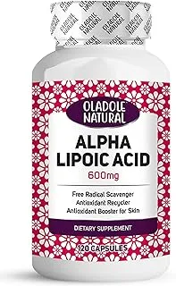 Oladole Natural Alpha Lipoic Acid- 600mg (120 Capsules) | Powerful Antioxidant, Supports Energy Metabolism, Improve Immunity, Heart Health, Promotes Cellular Health | Non-GMO, Gluten-Free