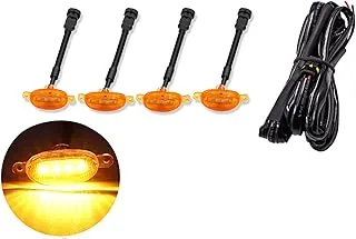 Ourbest 4X LED Grille Running Lamps,12V Auto Grille LED Lights Kit Front Bumper Cover Lamp Amber