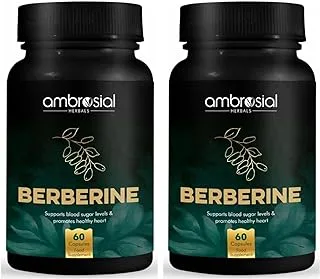 Ambrosial Berberine 60 Veg Capsules (Pack of 2-120 Capsules)