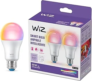 WiZ Connected 2-Pack Color 60W A19 Smart WiFi Light Bulb, 16 Million Colors, Compatible with Alexa and Google Home Assistant, No Hub Required, 2 Bulbs, Bluetooth