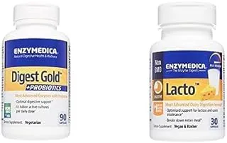 Enzymedica Bundle : Enzymedica Digest Gold + Probiotics 90 Capsules + Enzymedica Lacto 30 Capsules