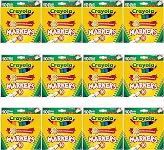 Crayola Broad Line Markers Bulk, 12 Marker Packs with 10 Colors, School Supplies, Stocking Stuffers