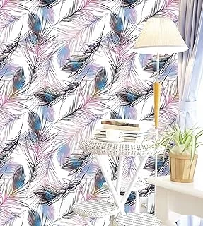 BPA Vinyl Self Adhesive Wallpaper - Contact Paper Plam Leaf Removable Peel and Stick Bedroom Wallpaper for Livingroom Walls Decoration 45cm x 300cm