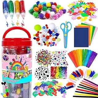 COOLBABY Arts and Crafts Supplies for Kids - Craft Kits for Kids Age 4-8 with Construction Paper & Craft Tools, Girls Toys, DIY School Craft Project