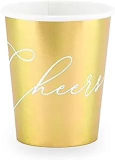 Party Deco Cheers Cups, 260 ml Capacity, Gold, 6-Pack