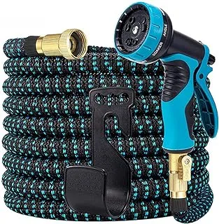 75FT Expandable Garden Hose, Flexible Water Hose with 10-Pattern Spray Nozzle, Leak-proof Retractable Heavy Duty Hose Pipe, 3-layer Latex Core, Brass Alloy Connector(Size:75FT/22M)