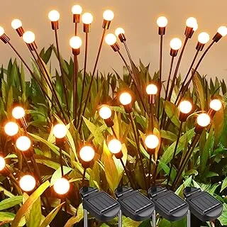 Brizled Solar Firefly Lights، 4 Pack 8 LED Solar Swaying Lights، مصابيح الحديقة الشمسية المقاومة للماء، أضواء اليراع التي تعمل بالطاقة الشمسية في الهواء الطلق أضواء ديكور الحديقة الشمسية لمسار حديقة الفناء سياج