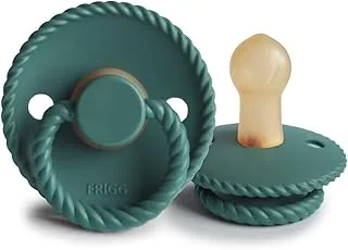 FRIGG Rope Silicone Pacifier 0-6 Months | 1 Pack Latex-Free Soother with a Rope Trim | Round Hypoallergenic Nipple and Polypropylene Shield | Made in Denmark — Vintage Green