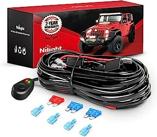 Nilight 16AWG Off-Road LED Light Bar Wiring Harness Kit 12V Relay On/Off Rocker Switch -2 Leads,2 Years Warranty