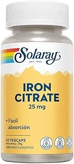 Solaray Iron Citrate 25 mg Veg Capsules 60's