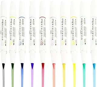 Zebra Pens Zebra Mildliner Brush Highlighter Pen - Brush Pen and Marker Nib - Double Ended - Pack of 10 Assorted Colours