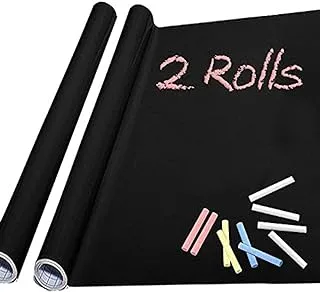 BPA Chalkboard Vinyl Sticker Wallpaper - 2 Rolls, 10 Colored Chalk - (17.4in x 78.7in)