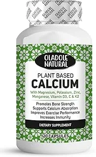 Oladole Natural Plant-Based Calcium Complex - 120 Capsules | Promotes Bone Density, Strength & Absorption, Prevents Loss Of Bone Structure, Supports Joint Mobility & Function | Non-GMO, Gluten Free