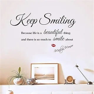 BPA Art Wall Sticker Beauty Salon Red Lips Keep Smiling Quotes Wall Decals Vinyl Wall Stickers Interior Living Room Bedroom Decor Mural