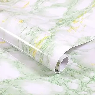 BPA Wall Stickers Marble Wallpaper Furniture (45 x 300 cm) PVC DIY Self Adhesive, White and Green Decorative Wallpaper