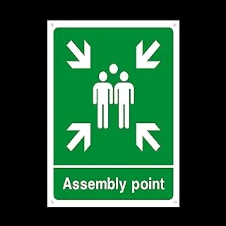 BPA Fire Assembly Muster Point Plastic Sign with 4 Pre-Drilled Holes - Fire/Emergency/Exit/Alarm/Push/Extinguisher/Assembly