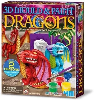 4M Mould & Paint - 3D Dragon - مجموعة قوالب وطلاء للأطفال من سن 5 سنوات فما فوق، ألوان مختلطة.