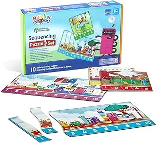 Learning Resources Numberblocks Sequencing Puzzle Set, Numberblocks Jigsaw Puzzle, Maths Jigsaw Puzzle, 10 Double-Sided Educational Puzzles in a Box (20 Puzzles), Ages 3+