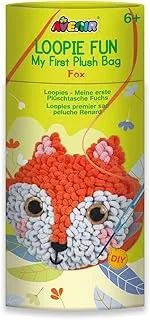 Avenir Loopie Fun - My First Plush Bag Kit - Fox| Learn to Sew with Loopies! Complete Kit with Felt, Soft Yarn, Crochet Hook, and Step-by-Step Instructions – Safe & Easy to Use | Kids Aged 3+