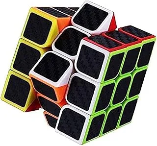 Adichai multicoloured carbon layered sticker-ed 3x3 neon magic puzzle speed cube - 3 by 3, 3 x 3