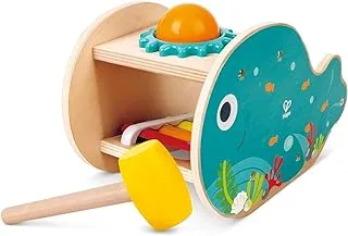 Hape Musical Whale Tap Bench | Wooden Whale Toy For kids | Includes Hammer and Ball | Xylophone make Gentle Sound for Toddlers | Ages 18M+