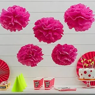 Tissue Paper Pompom- Neon Pink Birthday