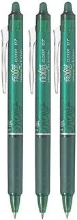 Pilot Green Frixion Clicker Retractable Fine Rollerball Erasable Pens Pen 0.7mm Nib Tip 0.35mm Line BLRT-FR7 (Pack Of 3)