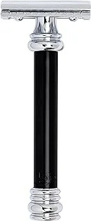 Merkur Heavy Duty Long Handled Barber Pole Safety Razor, Black