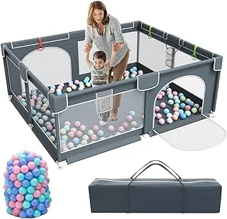 SASRL Baby Play Pen with 50 Pieces Pit Balls Activity Center, Safety Gates