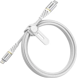 OtterBox Premium Reinforced Braided USB-C to Lightning Cable, MFi Certified, Fast Charging Cable for iPhone and iPad, Ultra-Rugged, Bend and Flex Tested, 1M, White