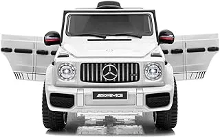 Dorsa Licensed Mercedes AMG G63 G-Wagon Battery Operated Car for Kids/Baby with USB & Music | Electric Car Baby Big Car Toys | Rechargeable Car for Kids to Drive 2 to 5 Years Boys Girls (White)